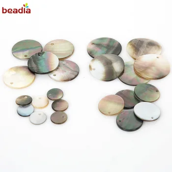 

6pcs Black Round Shell Stone Dia 10/16/20/23mm Hole 1.5mm Beads Pendants Charms For DIY Jewelry Earring Necklace Making Findings