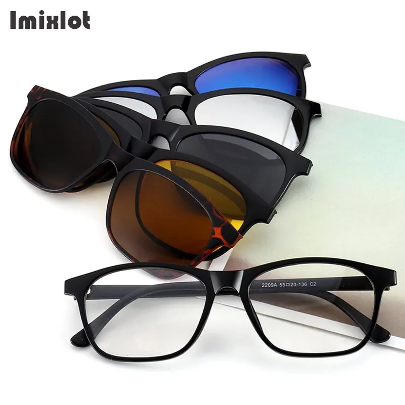 Imixlot 5 объектив магнитный зажим поляризационные Солнцезащитные очки для женщин Для мужчин Винтаж многоцелевой Солнцезащитные очки для
