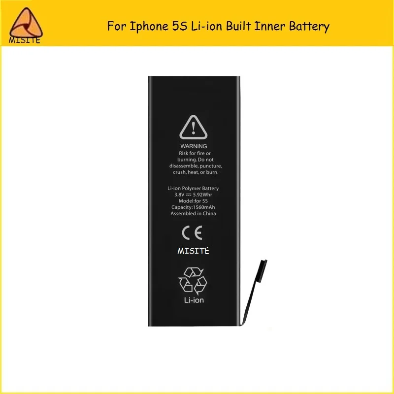 

2PCS/LOT New OEM 0 zero cycle Full Capacity Li-ion Built Battery for iPhone 5S Housing Battery Back Door Cover 1560mAh Battery