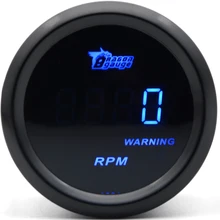 DRAGON GAUGE 2” 52MM Tachometer RPM Gauge 4 6 8 Cylinder Black Color Digital Blue Led