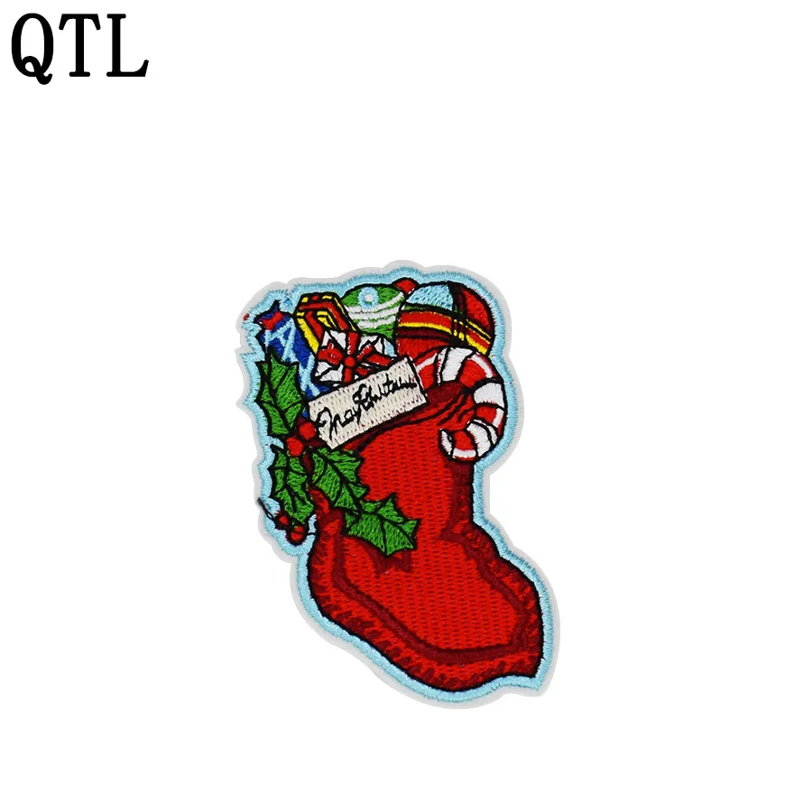 

Christmas Stocking Patches for Clothes Iron on Transfer Applique Patch for Clothing DIY Sew on Embroidered Badge Patches 5PCS