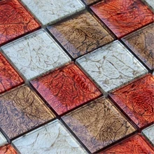 Ретро кофе белый оранжевый из золотой фольги Кристальный стеклянная мозаичная плитка кухня камин для ванной DIY шкаф большой квадратный настенный кирпич Декор