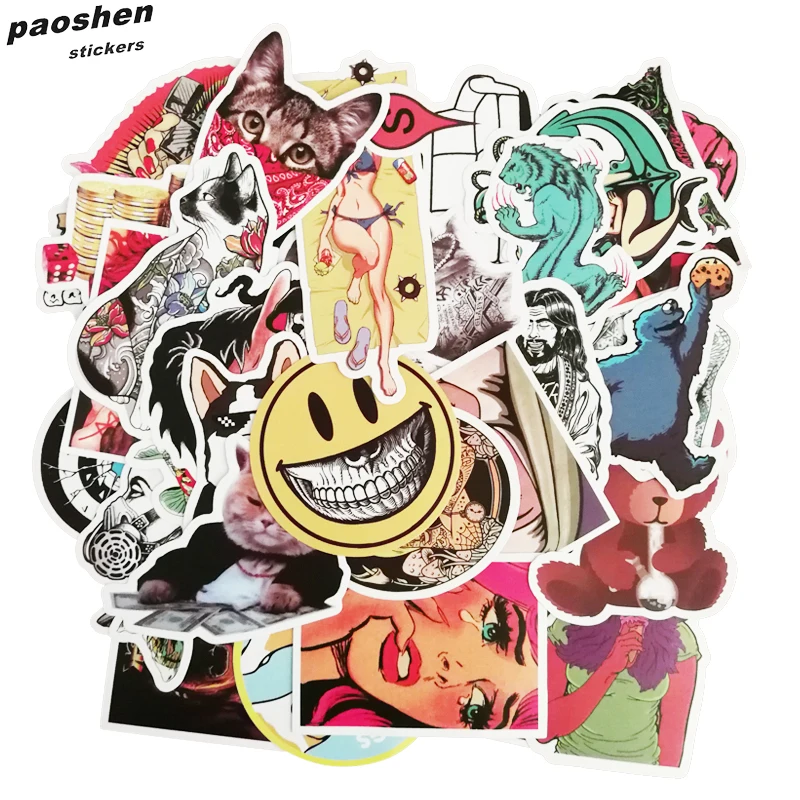 

50 Pcs Do Not Repeat PVC Waterproof Fun Sticker Toys The Luggage Fashion Laptop Stickers Handbag Decoration Stickers