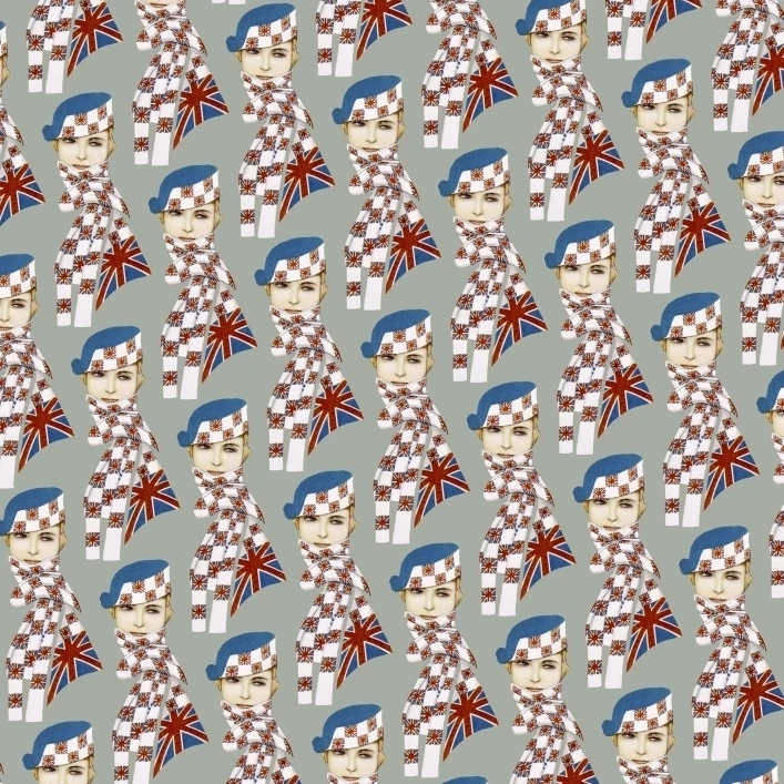 Repeating Pattern - Girl In Union Jack Flag Scarf - Grey Poster Print By <ALIMT >&reg;</ALIMT> Mary Evans Picture Library (24 X 36)