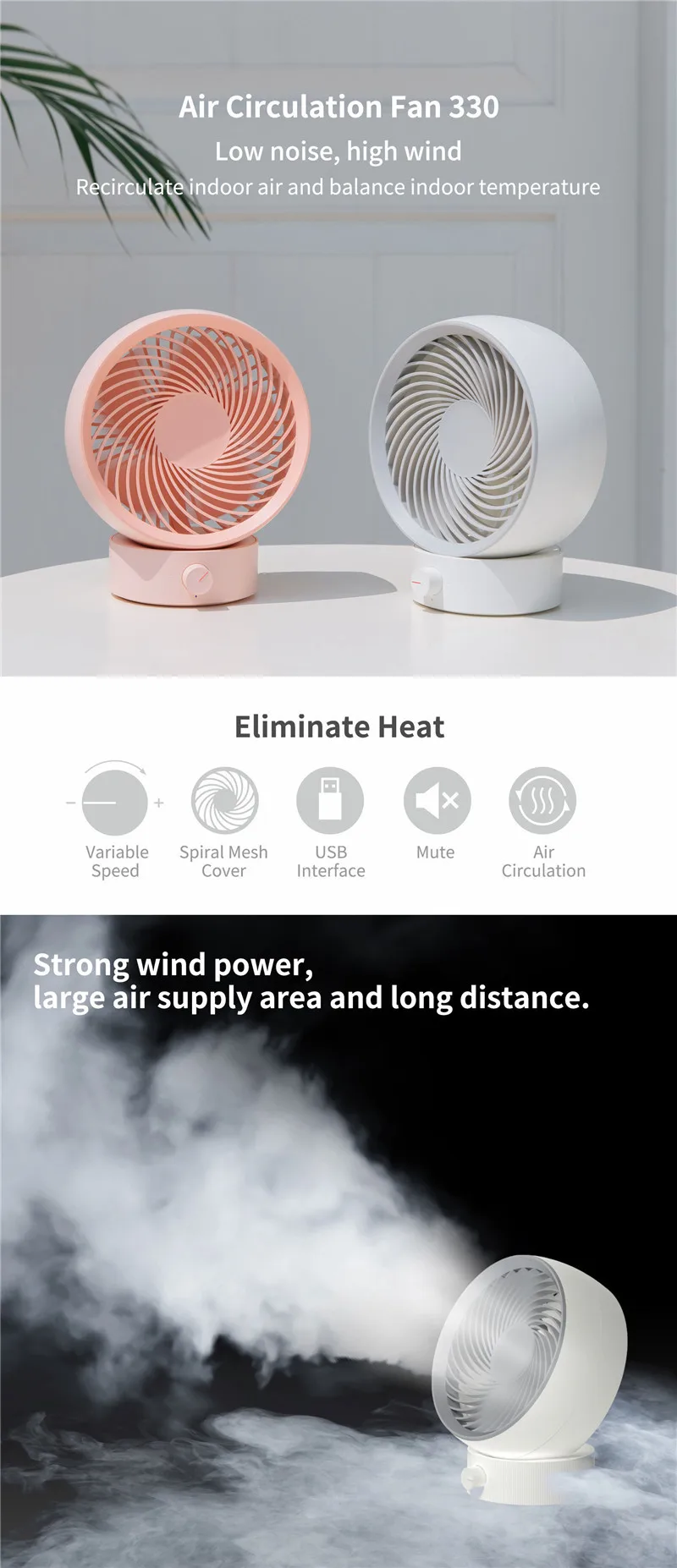 XIAOMI 3Life мини вентилятор циркуляции воздуха 180 градусов вращение 330 сильный ветер мощность USB ed низкий уровень шума высокий ветер