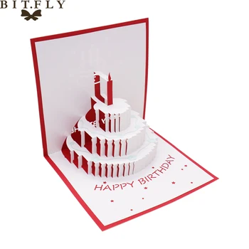 

10pcs Birthday 3D pop up Happy Birthday gifts greeting cards Invitation card laser cut envelope postcard hollow carved supplies