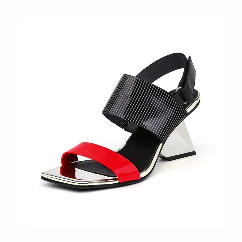 

Dilalula Women Genuine Leather Sandals Strange High Heel Summer Gladiator Sandals Ladies Mixed Colors Woman Sexy Shoes