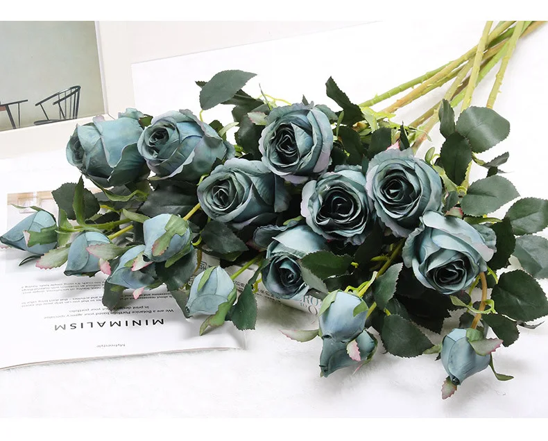 JAROWN Artificial Flowers Silk Rose Continental Retro Fake Flower Home Decoration Wedding DIY Decoration Flores (31)