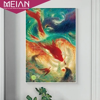 

Meian,Diamond Embroidery,Full,DIY,"Big Fish and Begonia"Diamond Painting Cross Stitch,Diamond Mosaic Set,Bead Picture,Home Decor