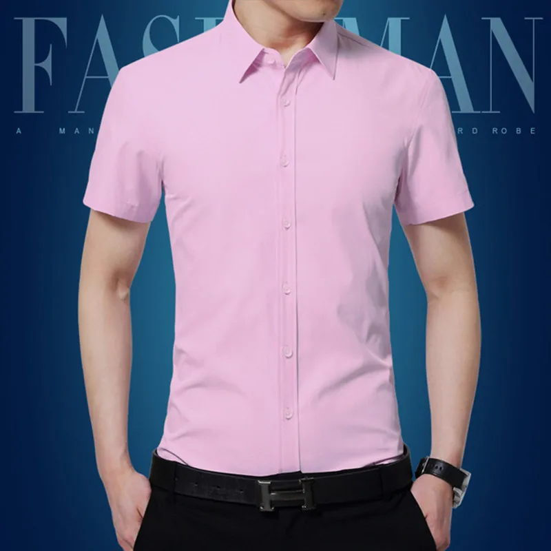 Летняя мужская рубашка мужская деловая Повседневная рубашка мужская с квадратным воротником с коротким рукавом однобортная Однотонная