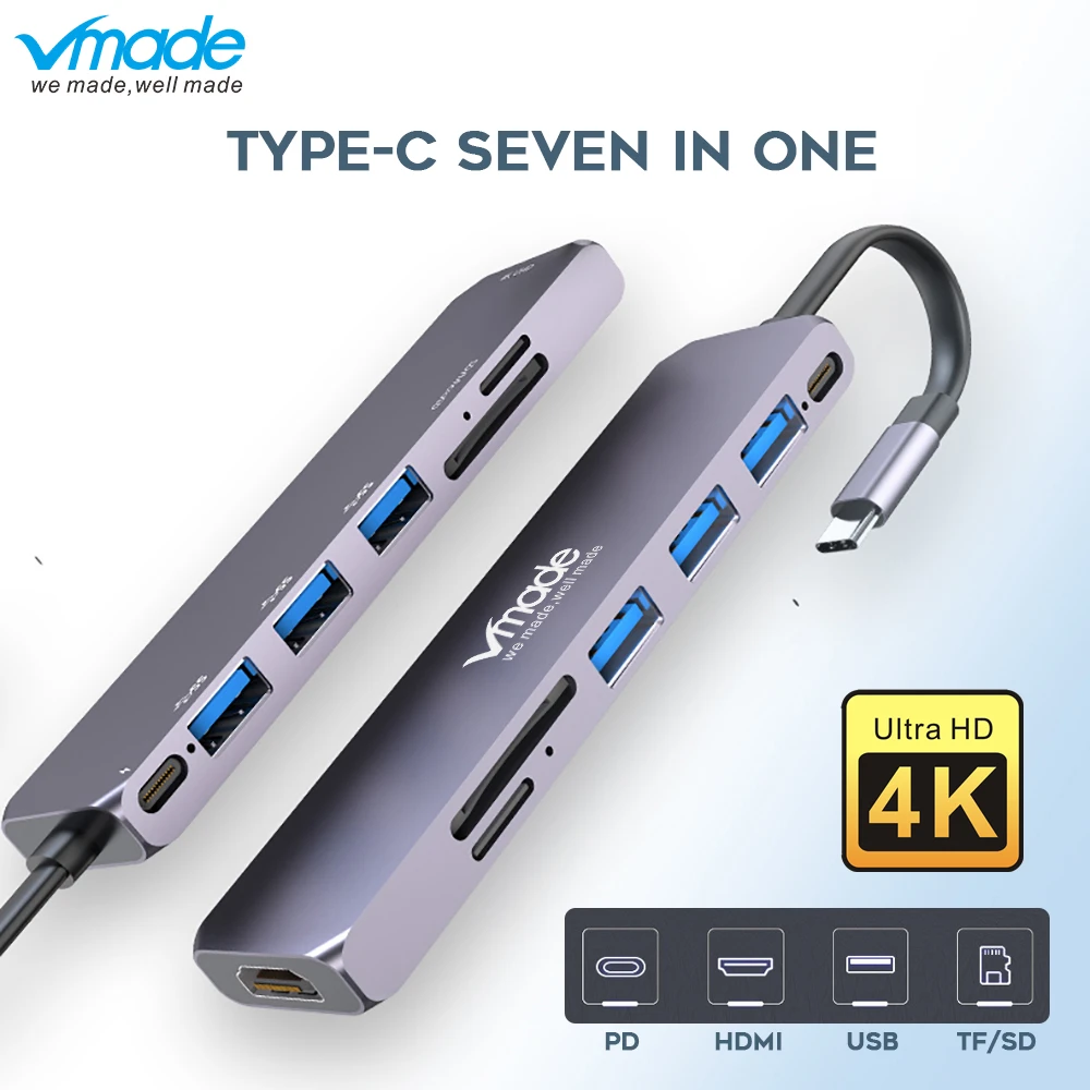 Vmade USB C концентратора USB-C до 3,0 концентратор HDMI Thunderbolt 3 адаптер для MacBook samsung Galaxy S10 плюс huawei P30 Pro Тип C USB HUB