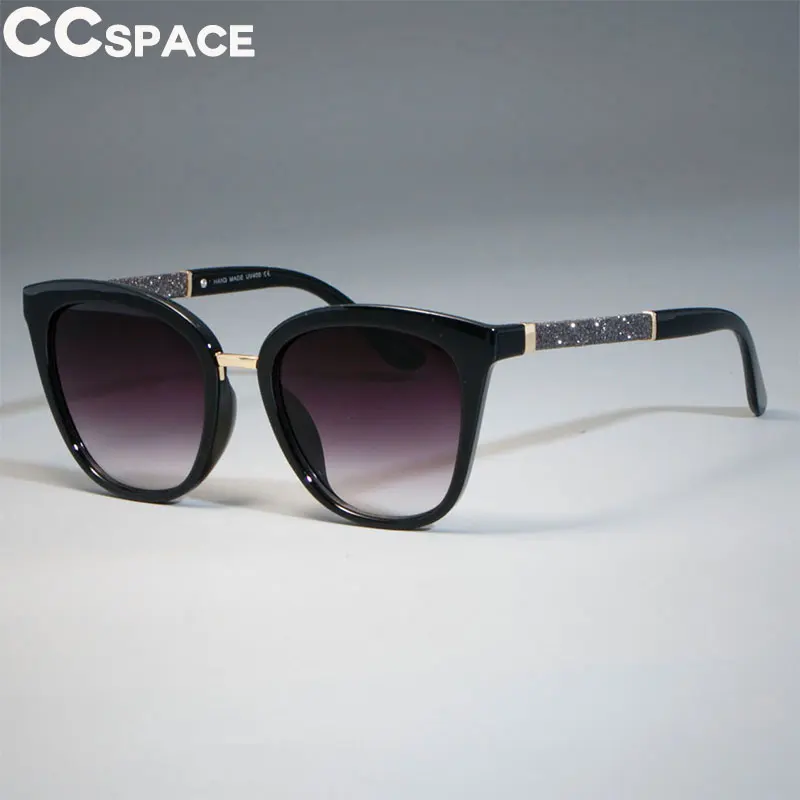Женские квадратные блестящие солнцезащитные очки для женщин, кошачий глаз, бежевая оправа, фирменный дизайн, очки с защитой от ультрафиолета 45074 - Цвет линз: C4 black black