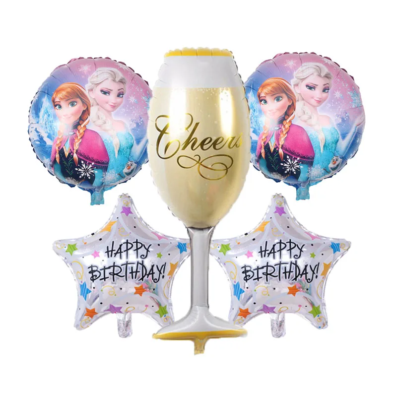 5 шт шампанского Эльза Анна Принцесса фольгированные шары мой воздушный шар с принцессой С Днем Рождения вечерние украшения Детские Подарки - Цвет: D