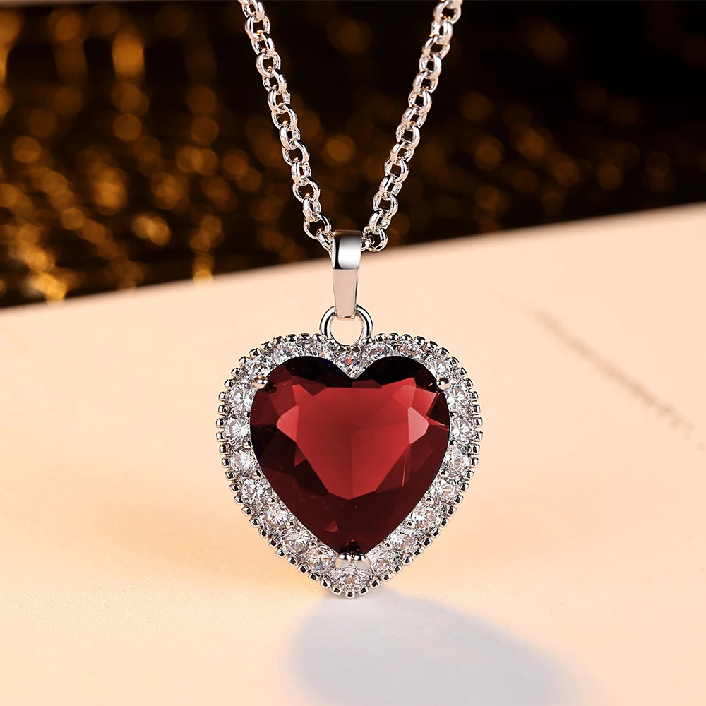 Dovolov, модные ювелирные изделия, романтическое ожерелье с красным кристаллом, Титаник, сердце, кулон, ожерелье для женщин, девушек, лучший подарок D3