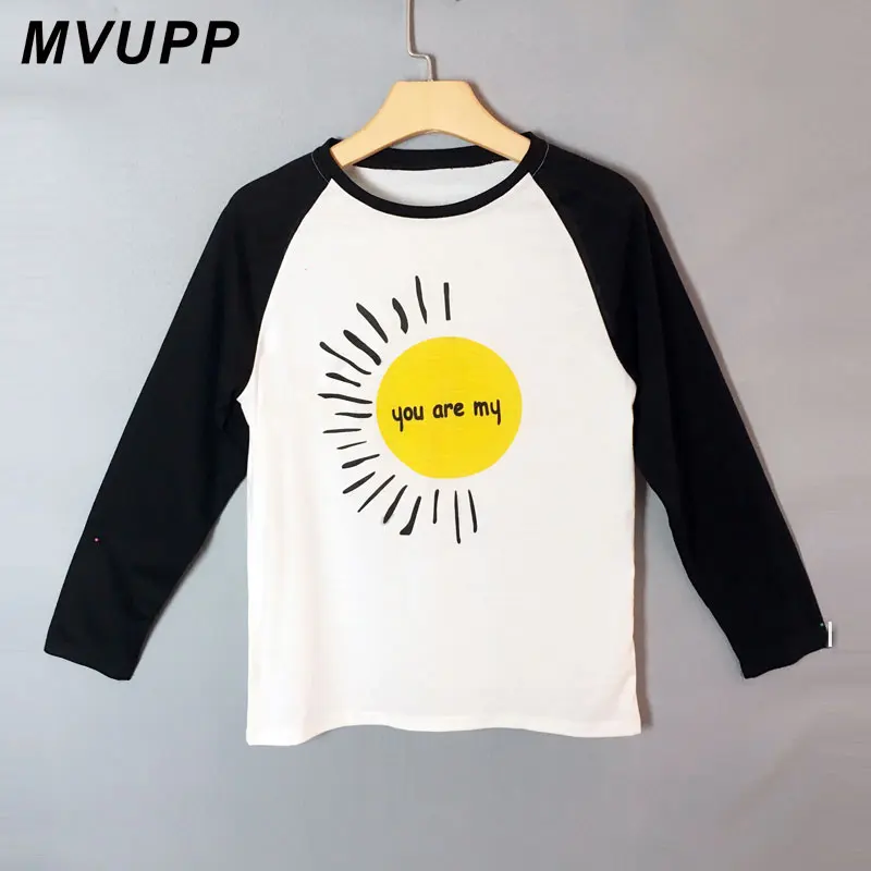MVUPP Семейные комплекты футболка «Мама и я» Повседневная летняя одежда в стиле пэчворк с надписью «you are my sunshine» для мамы, дочки и сына