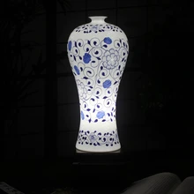 Цзиндэчжэнь китайского фарфора керамический светильник Настольный спальня гостиная столовая украшения настольная лампа Кабинет Синий и белый