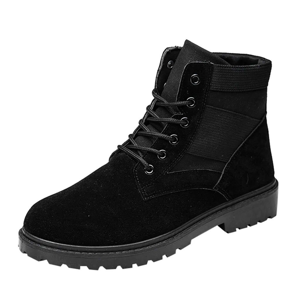 

2019 New Brand Men's Winter Shoes Outdoor Matte Leather Boots Trend England Style Suede High-Slip Skid Ankle Boots High quality