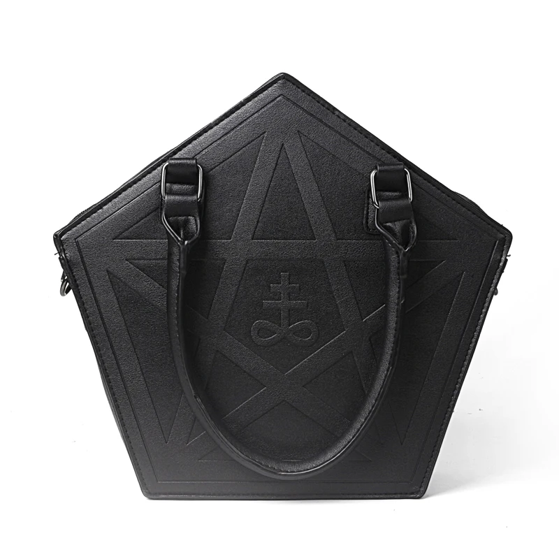 Пентаграмма Панк темный готический пять звезд сумка для женщин девушка черный PU сумка на плечо с цепочкой