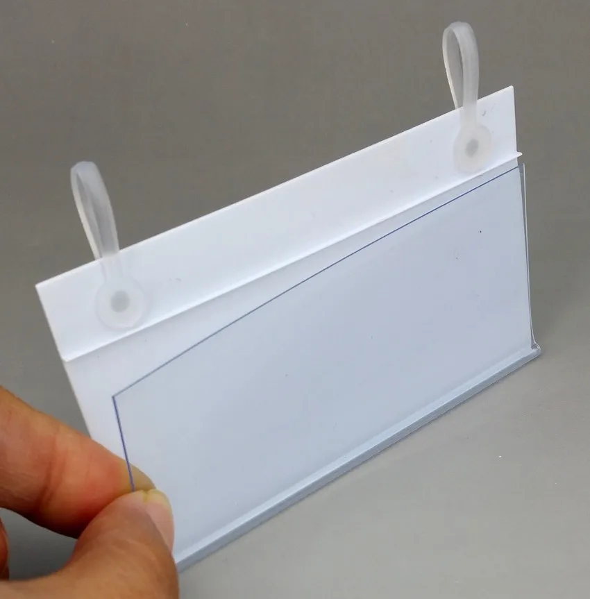 100x55mm Pvc Plastic Price Tag Card Label Display Clip Holders By Hanging Buckle On Retail Mesh Rack Basket Shelf 1000pcs - Wire basket label holder