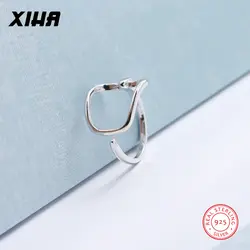 XIHA натуральная 925 пробы Серебряные кольца для Для женщин простых геометрических площадь выдалбливают регулировочного кольца дропшиппинг