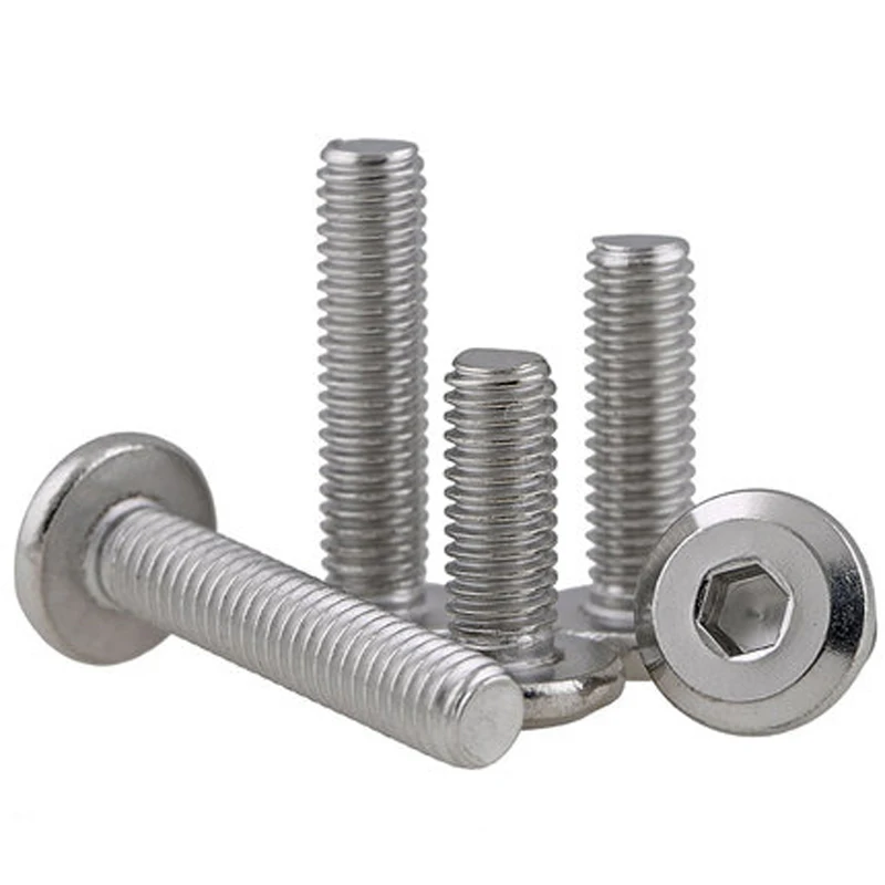 

10Pcs M6 Stainless steel Allen flat round head hex furniture screw back bolt Length 8mm-50mm