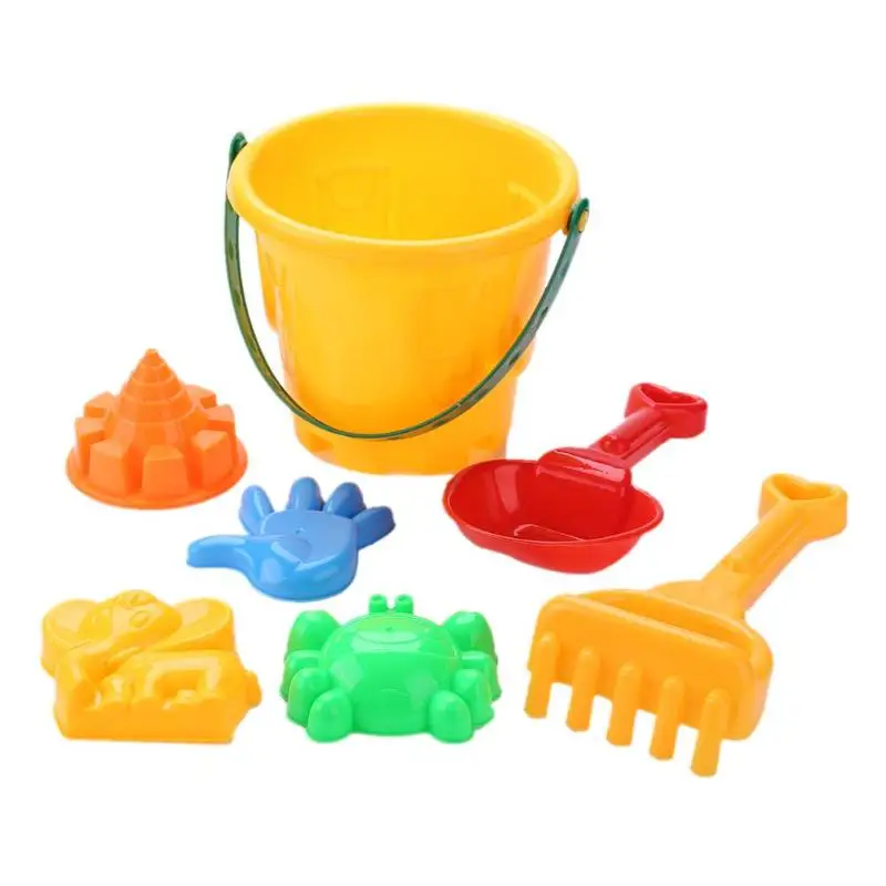 

7pcs/set Baby Kids Beach Sand Play Toys Bucket Shovel Pretended Sand Beach Shovel Toys Children Colored Plastic Shovel Model