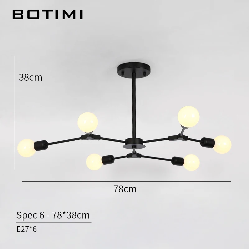  BOTIMI Designer Chandelier Lustres Pendente E27 Lampshades Lightings Black Chandeliers For Living R - 32839391356