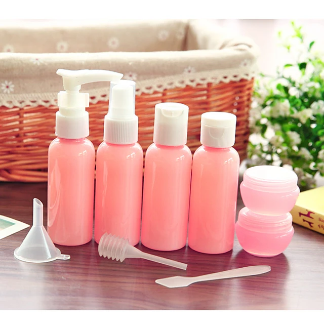 Sweet Pink Travel Plastic Makeup Bottle Set 50ml Empty Sprayer Bottle