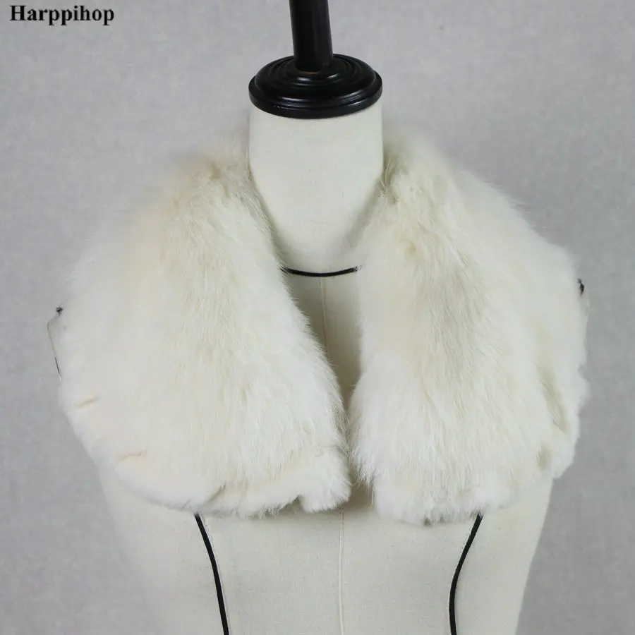 Harppihop* Женское зимнее пальто украшения на шею натуральный Лисий меховой воротник шарф с мехом кролика рекс кружева