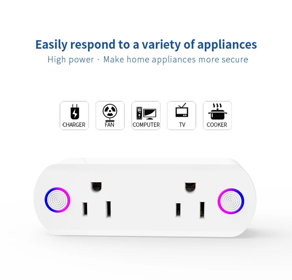 Wifi Smart Plug 15A 2 в 1 двойной выход с дистанционным управлением розетка для мониторинга энергии совместима с Alexa Echo/Google Home/IFTTT