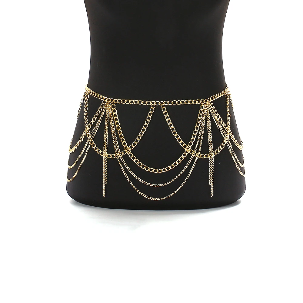 

Sexy Beach Bikini Fashion Body Chain multilayer Waist Chain Silver Gold Color Body Jewelry wholesale