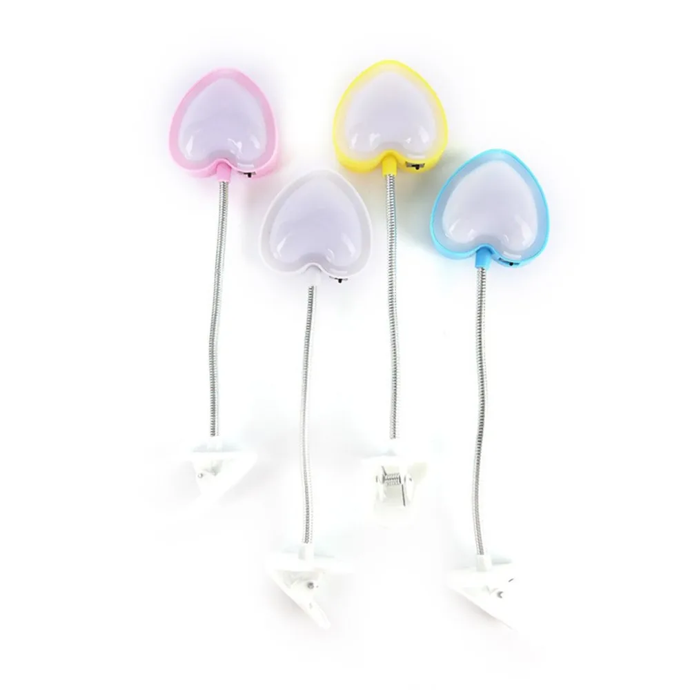 

Fashion table light Plastic Flexible Portable Mini LED Clip Travel Book Reading Light Lamp Keyboard Lamp Heart Shape
