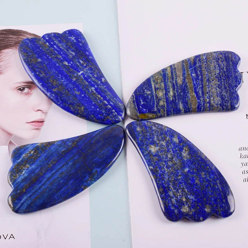 Драгоценный камень Gua Sha инструмент для массажа лица натуральный Лазурит спа