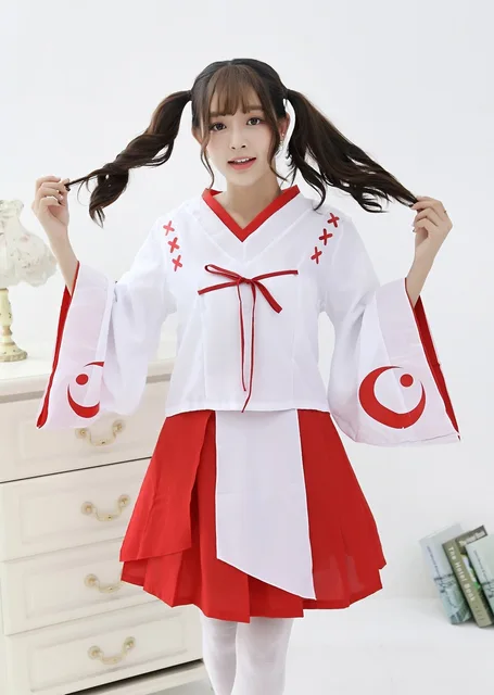 Kikyo Kostum Cosplay Anime Jepang Lolita Kimono Gaun Dimodifikasi