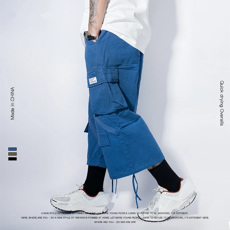 SHINEGIN Calf-length Pants Men Casual Loose Pants Fashion Men Punk Cargo Pants Punk Men Fashion Pants Trousers 057W