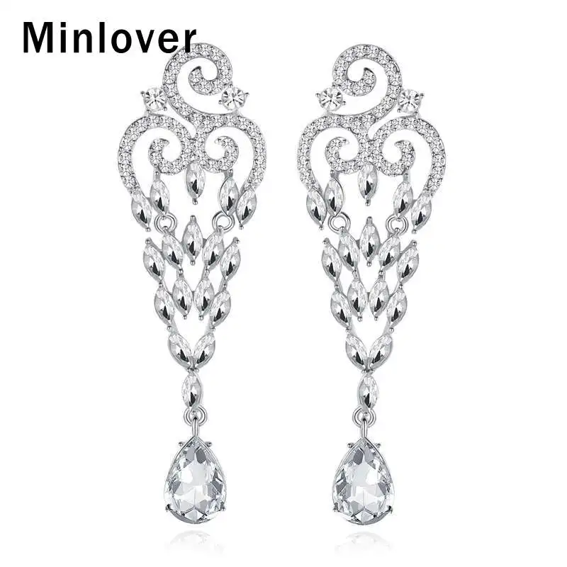 Женские серьги капельки Minlover с кристаллами 4 цвета для невесты