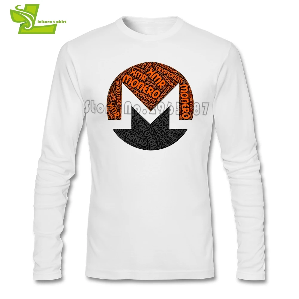 Monero XMR REVOLUTION CHAIN T Shirt Men Long Sleeve Crew Neck Club Tees Male Latest Top Great Normal Comfortable Dad Tee | Мужская