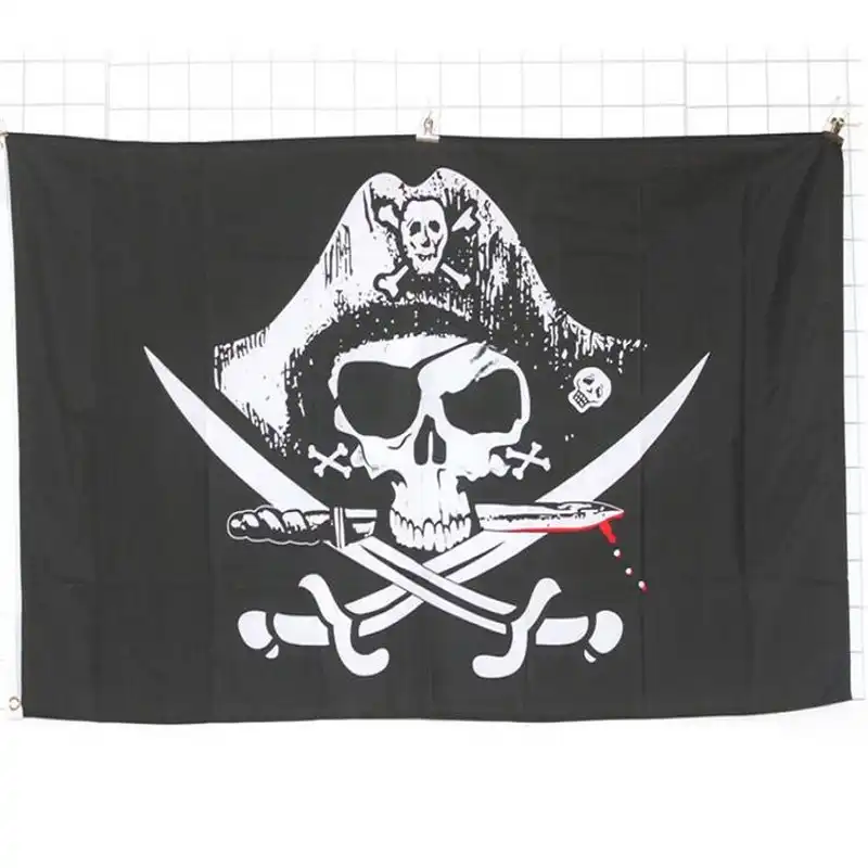 Crossbones Jolly Roger Pirate Flag Polyester Skull Decor Grommets Banner 3x5ft