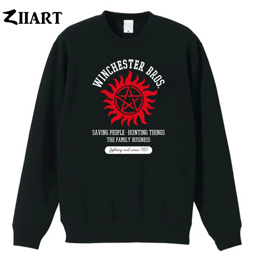 

winchester bros. supernatural saving people hunting things the family business girls woman autumn winter fleece Sweatshirt