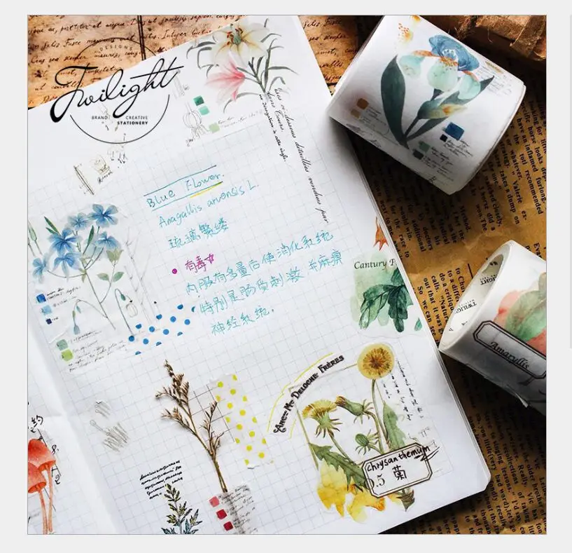 

50mm Retro plants map mushroom insect specimen herbaceous plant washi Tape DIY planner Diary scrapbooking masking tape escolar