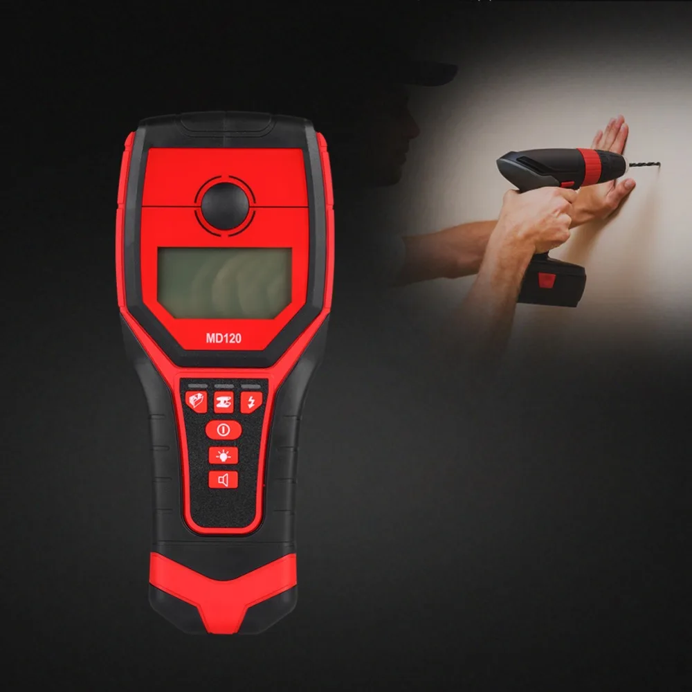 MD120 Sensitive Wall Metal Detector AC Live Wire Wood Finder with LCD Display