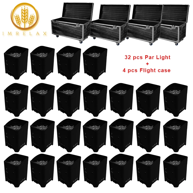 IMRELAX 32 шт. 4*18 Вт RGBWA + UV светодиодный светильник с чехлом DMX беспроводной