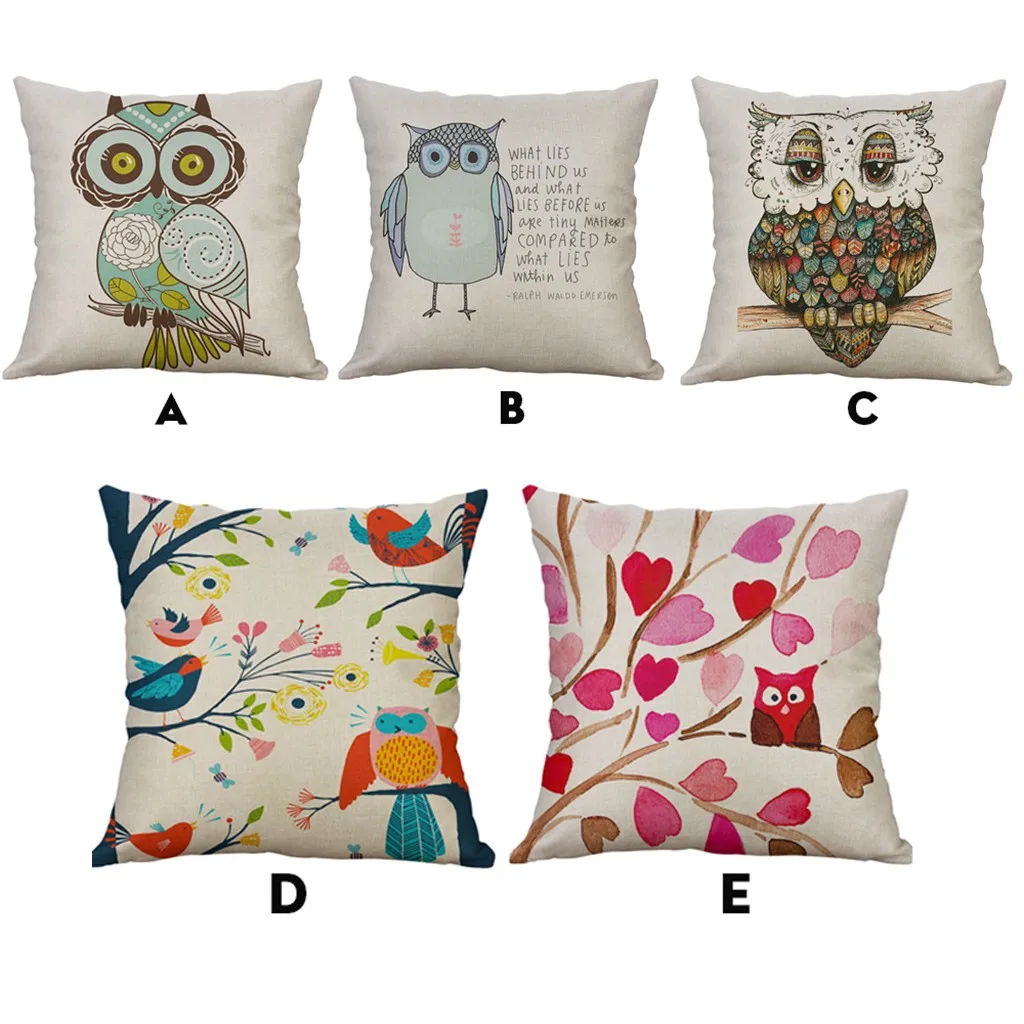 

2019 Dakimakura New Fashion Super Soft Lovely Printed Cartoon Owl Cusions Home Sofa Decor (40cm*40cm) galette de chaise coussin