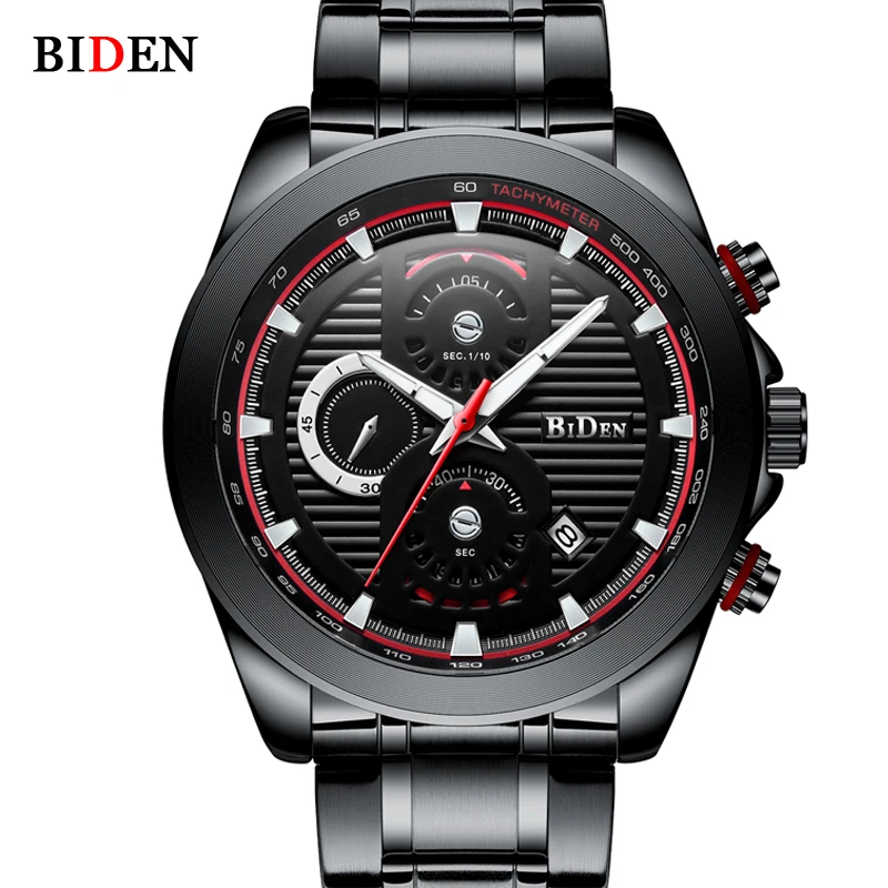 

BIDEN Watch Men Luxury Full Steel Business Wristwatch Sport Quartz Clock Men's Watches Waterproof Watch Relogio Masculino