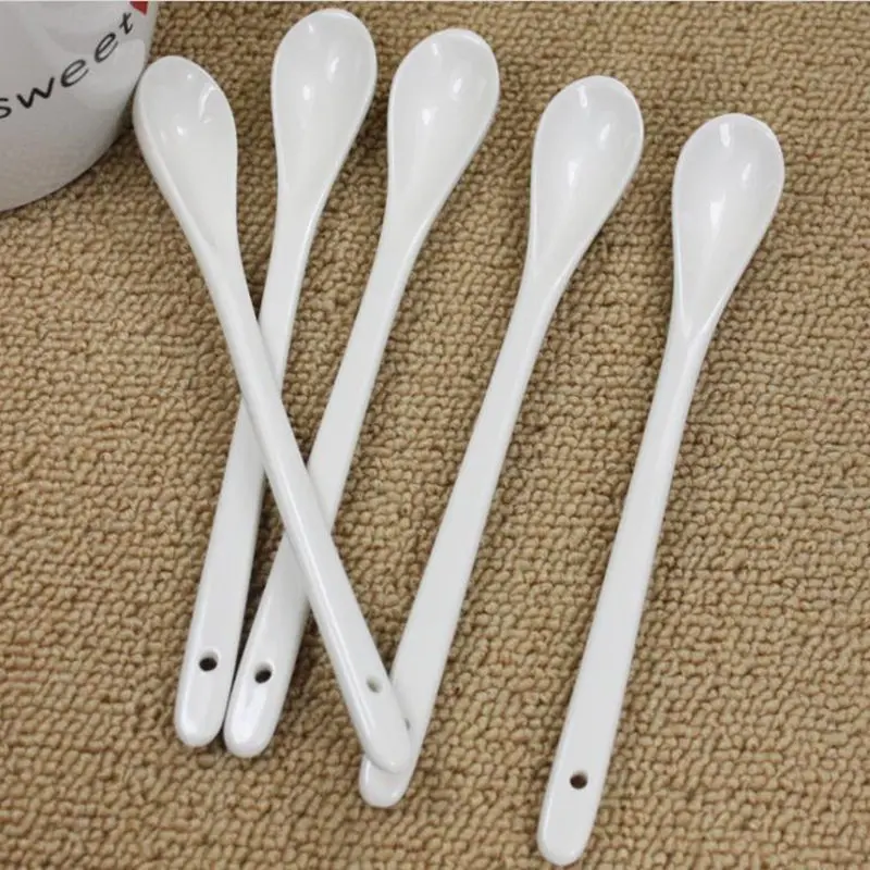 Kitchen Supply Ceramic spoons pure white bone china coffee spoon