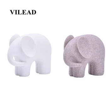 

VILEAD 4.7" Nature Sandstone White Elephant Statue Animal Figurines Statuettes Creative Gifts Vintage Home Store Office Decor