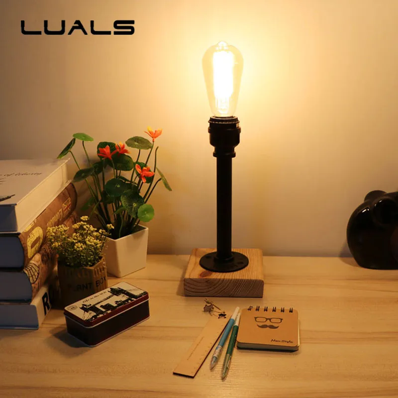 American Style Industrial Retro Desk Light Water Pipes Edison Lamp Cafe