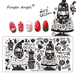 Finger Angel 1 шт. рождественские пластины для штамповки ногтей изображение штамп уникальный мультфильм Лось Снежинка 6*12 см DIY ногтей шаблон пластины - Цвет: MC03