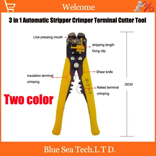 

Multifunction pliers 3 ni 1 Wire stripping Cutting tool Crimper Terminal Self Adjusting 10-24 AWG (0.2-6.0mm2) free shipping