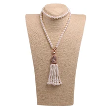 

Fashion Animal Necklace Natural Shell Long Pearl Beads chain Women Pendants Necklaces Engagement Gift PP015